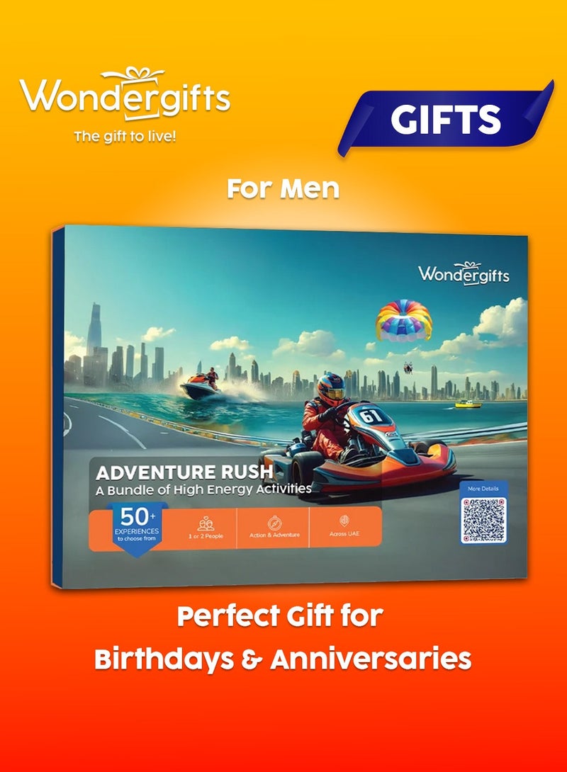 Wondergifts Adventure Rush Gift Box | 50+ Adrenaline Experiences Across UAE | Parasailing, Supercars, Ziplines & More | Birthday Gift for Him | | Valentine's Day Gift For Her - Image 1